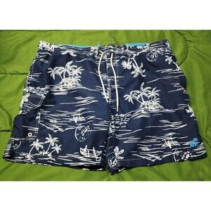 Caribbean Joe Island Supply Co. Tropical Print Men's Swim Trunks Size XL